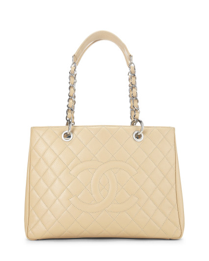 CHANEL BEIGE QUILTED CAVIAR...