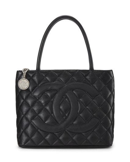 CHANEL BLACK QUILTED CAVIAR...