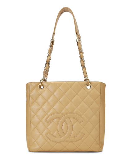 CHANEL BEIGE QUILTED CAVIAR...