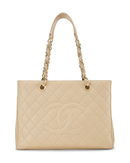 CHANEL BEIGE QUILTED CAVIAR...