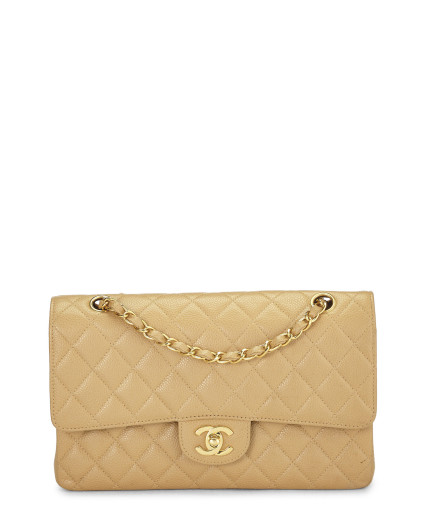 CHANEL BEIGE QUILTED CAVIAR...